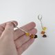 Medium long amber earrings mix  silver beads